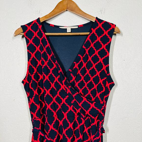 41 Hawthorne x Stitchfix Faux Wrap Dress Navy Blue Red Sleeveless Midi - XL - Picture 3 of 5